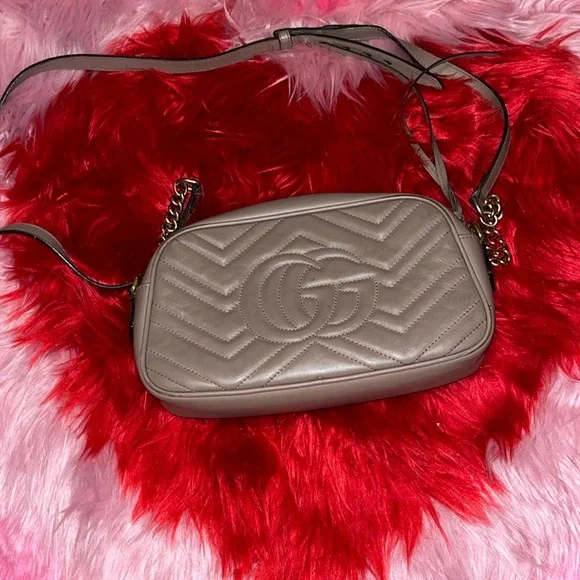 Gucci GG marmont matelasse nude dusty pink crossbody shoulder bag - Picture 4 of 17